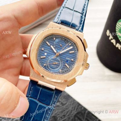 Best Copy Patek Philippe Nautilus 5990 Rose Gold Blue Leather Strap Watches